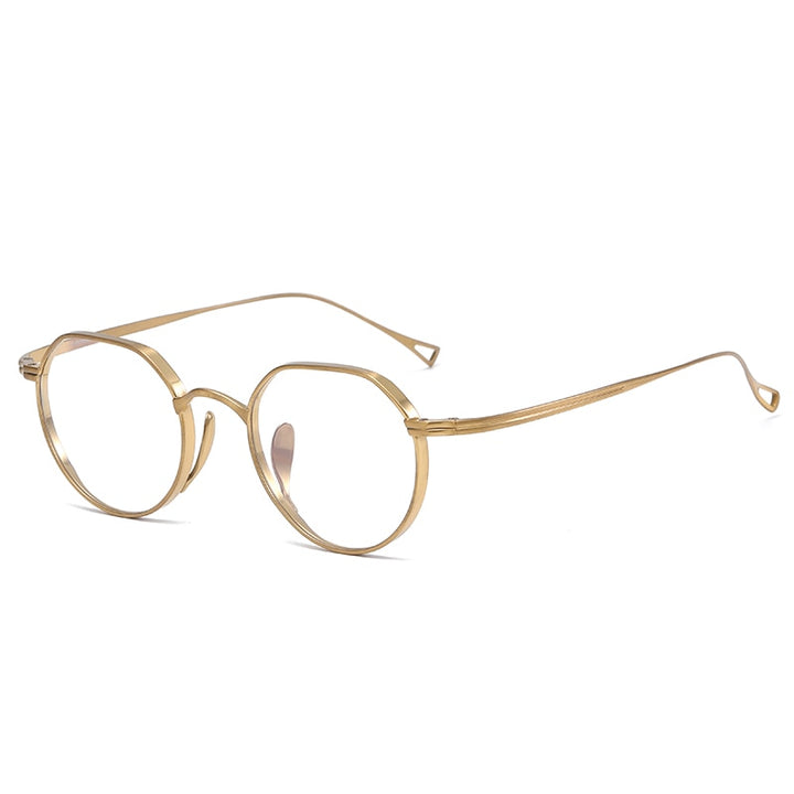 Oveliness Unisex Full Rim Irregular Round Titanium Eyeglasses 9916 Full Rim Oveliness gold  