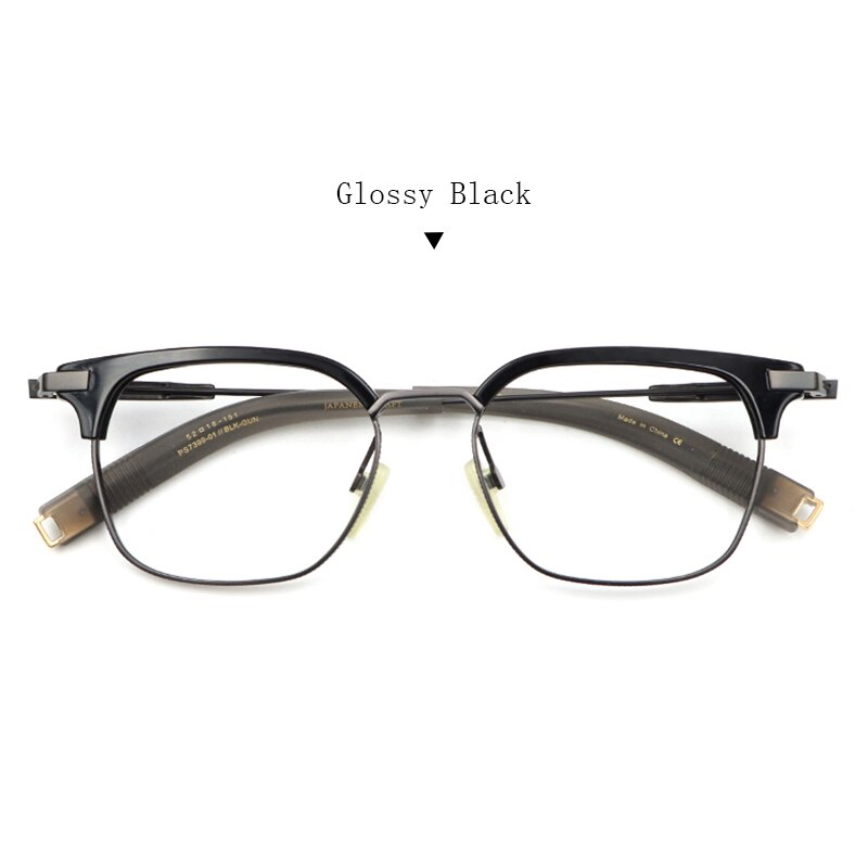 Hdcrafter Unisex Full Rim Square Titanium Frame Eyeglasses Ps7399 Full Rim Hdcrafter Eyeglasses Glossy Black  