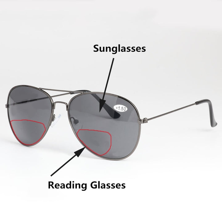 Unisex Reading Glasses Retro Pilot Bifocal Sunglasses Reading Glasses SunnyFunnyDay   