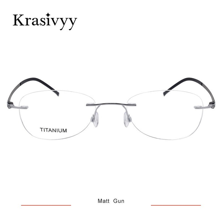 Krasivyy Women's Rimless Oval Screwless Titanium Eyeglasses Kr5003 Rimless Krasivyy Matt Gun  