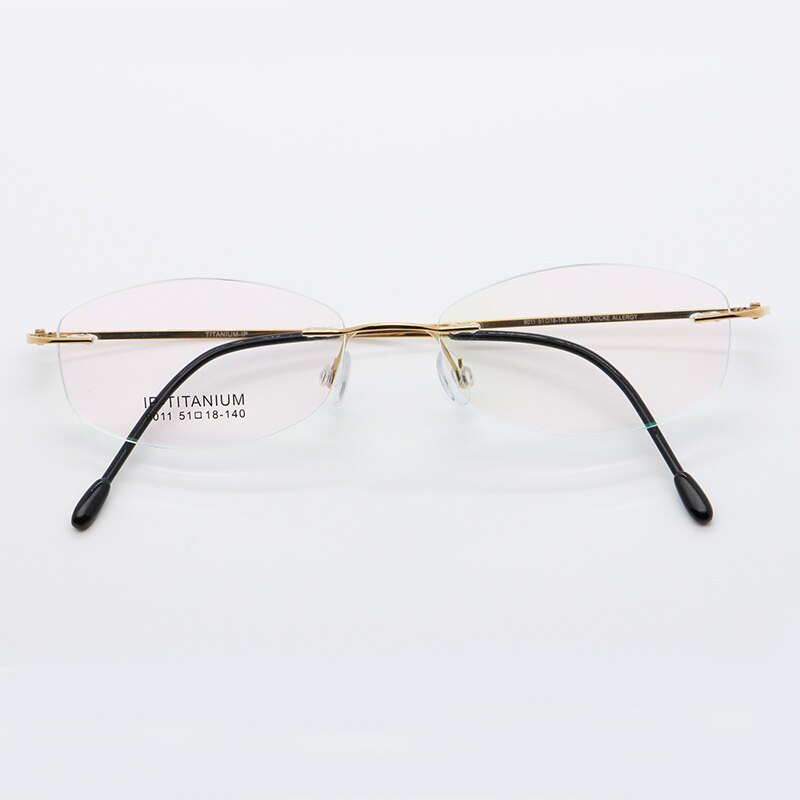Women's Rimless Titanium Frame Eyeglasses Customizable Lenses 9011 Rimless Bclear Gold  