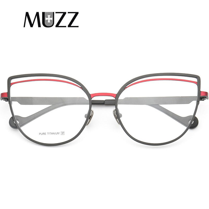 Muzz Women's Full Rim Square Cat Eye Titanium Frame Eyeglasses T7037 Full Rim Muzz C2  