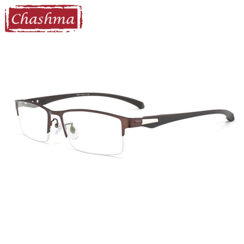 Chashma Ottica Men's Semi/Full Rim Square Alloy Eyeglasses 66071/66085 Full Rim Chashma Ottica Brown Half Frame  