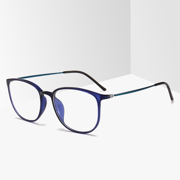 Unisex Full Rim Eyeglasses Ultra-Light TR90 Frame 2212 Full Rim Bclear Blue  