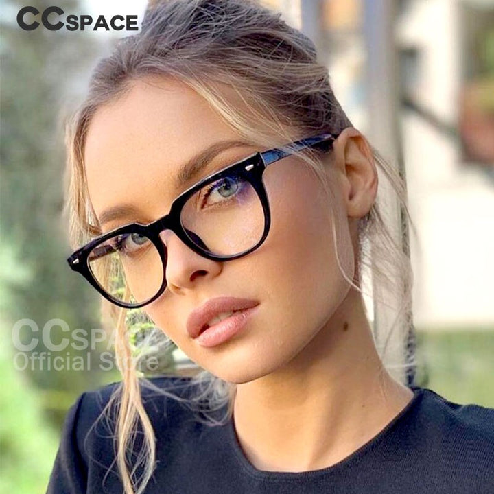 CCSpace Unisex Full Rim Oval Square Tr 90 Titanium Frame Eyeglasses 51026 Full Rim CCspace   