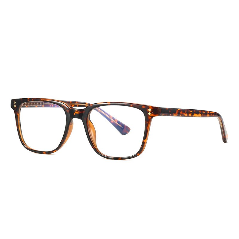 CCspace Unisex Full Rim Square Tr 90 Titanium Rivet Frame Eyeglasses 53104 Full Rim CCspace Leopard  