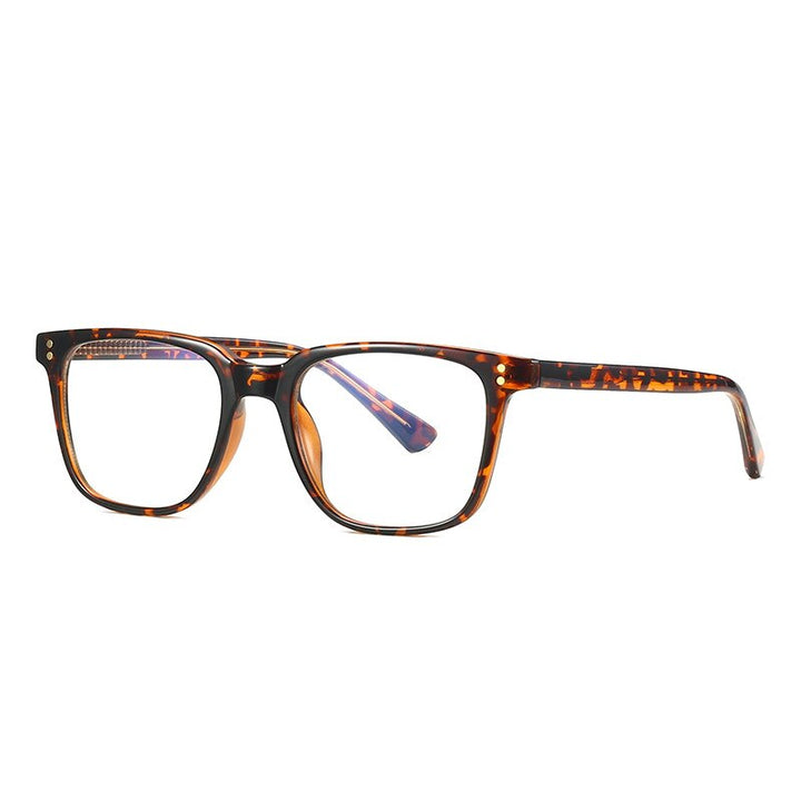 CCspace Unisex Full Rim Square Tr 90 Titanium Rivet Frame Eyeglasses 53104 Full Rim CCspace Leopard  