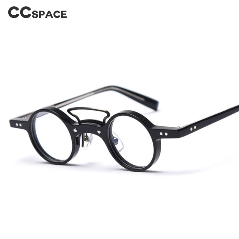 CCspace Unisex Full Rim Round Acetate Punk Double Bridge Frame Eyeglasses 49805 Full Rim CCspace   