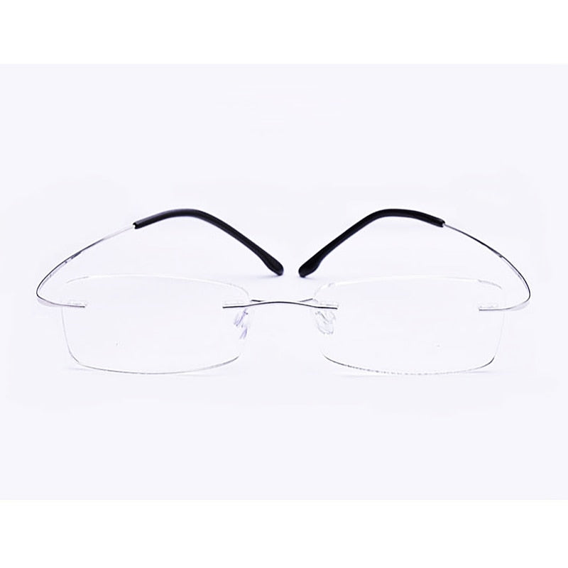 Yimaruili Unisex Rimless TR 90 Resin β Titanium Frame Eyeglasses Rimless Yimaruili Eyeglasses Silver  