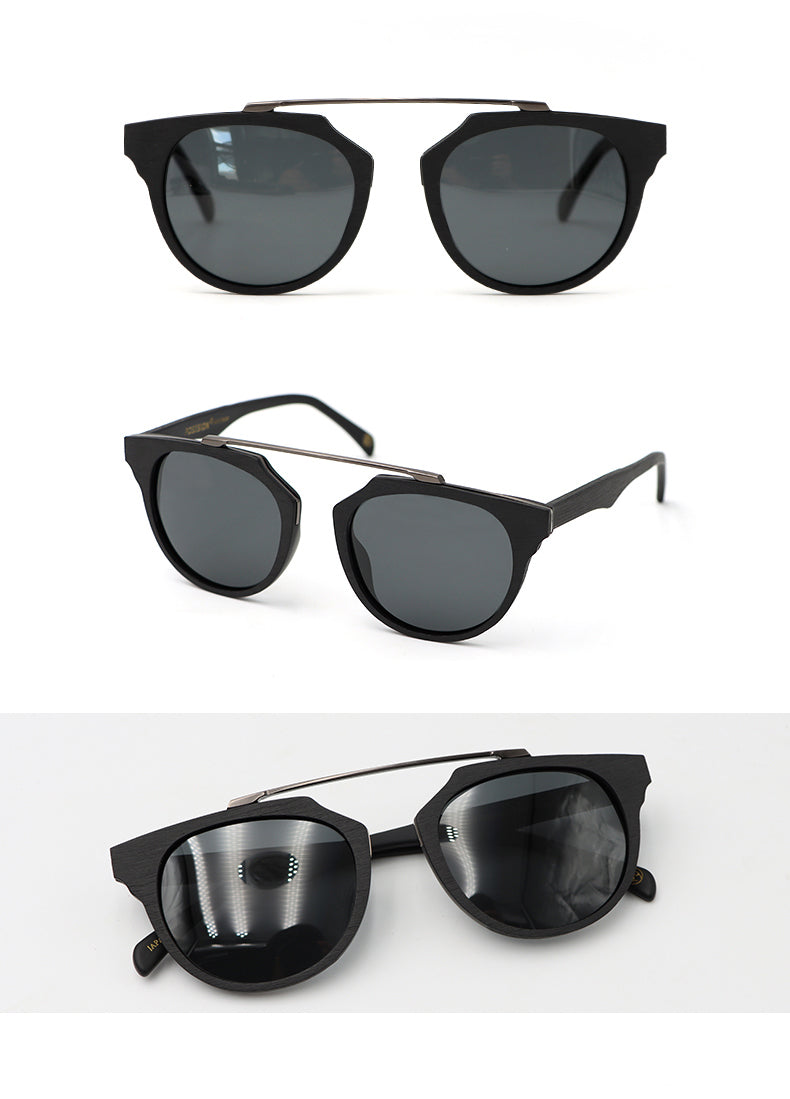 Hdcrafter Unisex Full Rim Cat Eye Wooden Acetate Frame Polarized Sunglasses Ps7177 Sunglasses HdCrafter Sunglasses   