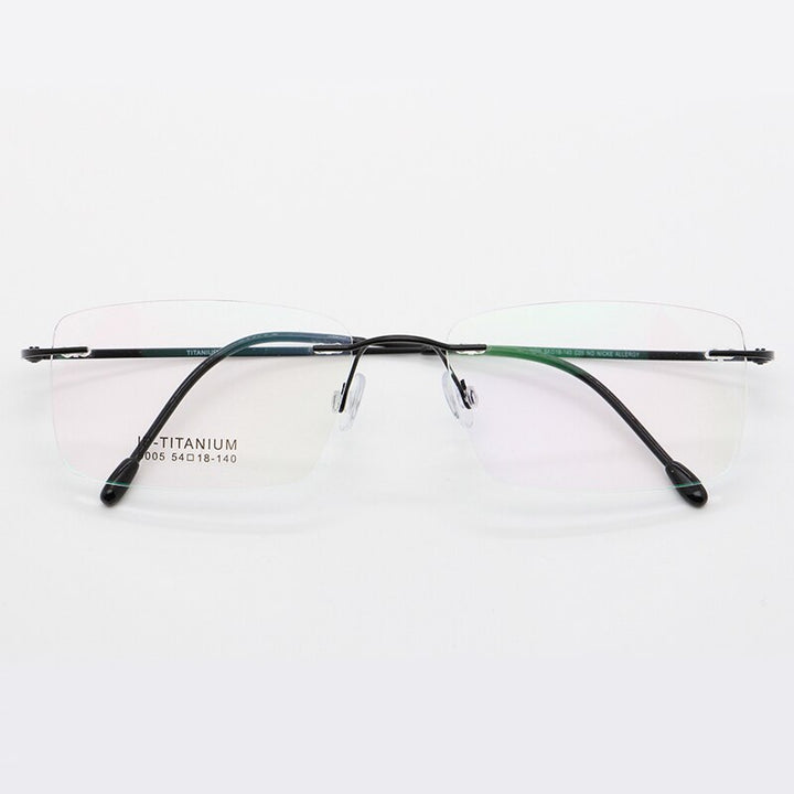 Unisex Rimless Titanium Frame Eyeglasses Customizable Lenses 9005 Rimless Bclear black  