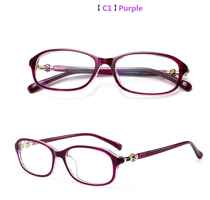 Women's Reading Glasses Plastic Frame Acetate 8022 Reading Glasses SunSliver +100 H9  Purple 