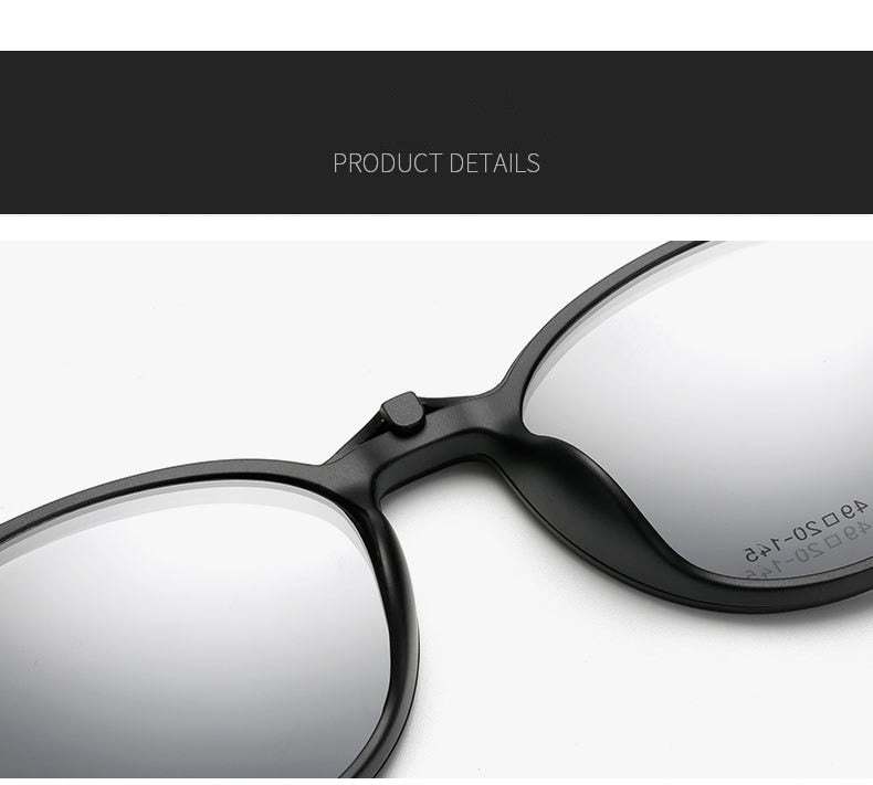 Yimaruili Unisex Full Rim Resin Frame Eyeglasses + 5 Polarized Magnetic Clip On Sunglasses 12120 Clip On Sunglasses Yimaruili Eyeglasses   