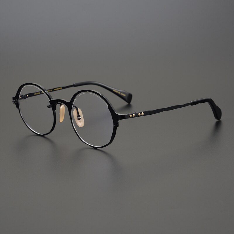 Gatenac Unisex Full Rim Round Titanium Frame Eyeglasses Gxyj665 Full Rim Gatenac Black  