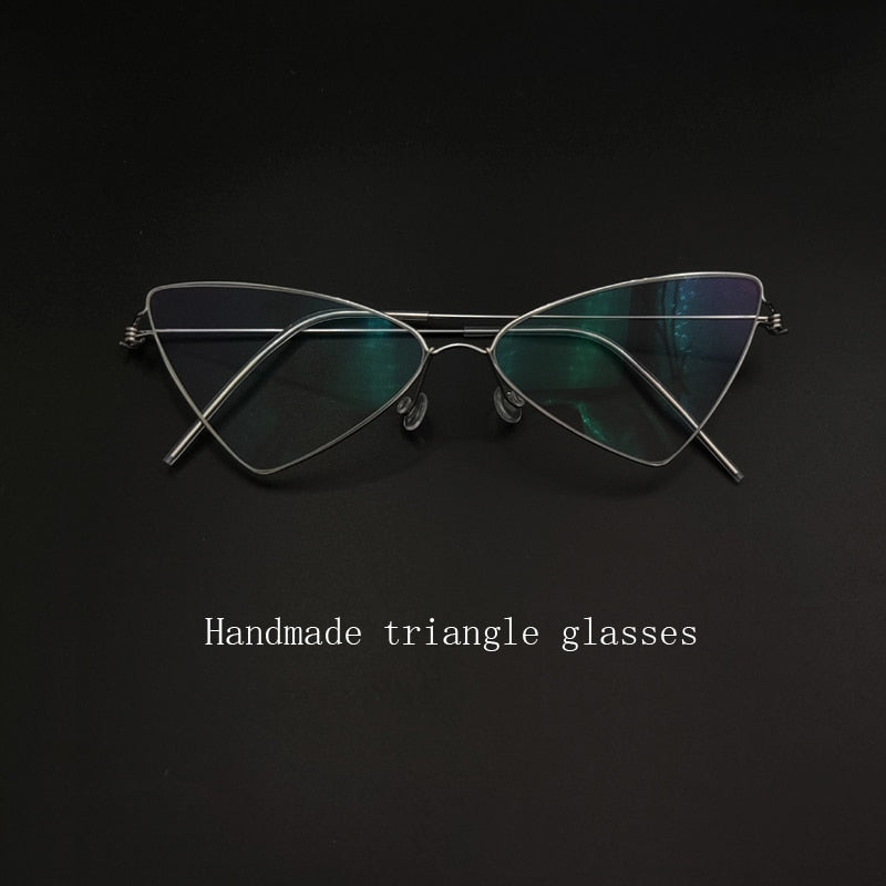 Yujo Women's Full Rim Cat Eye Triangle Stainless Steel  Eyeglasses Y049 Full Rim Yujo   