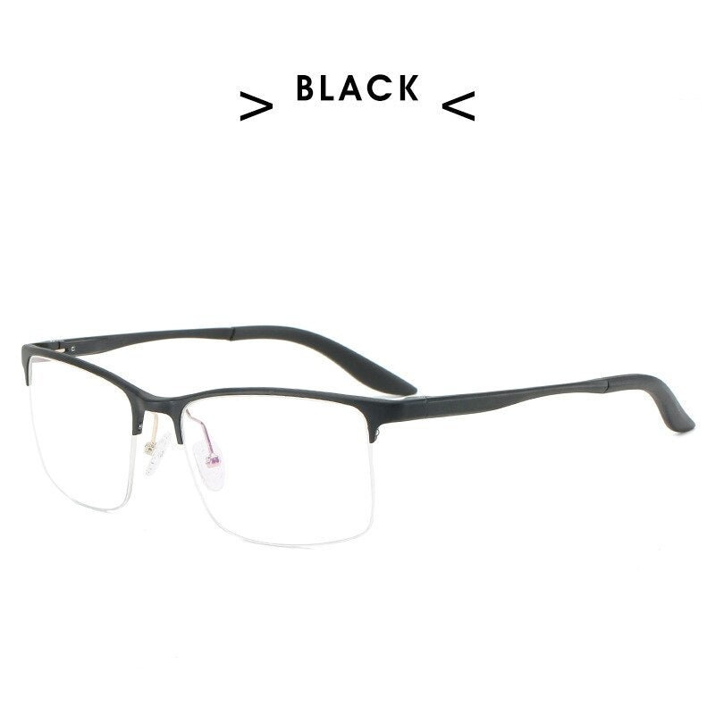 Hdcrafter Men's Semi Rim Square TR 90 Titanium Frame Eyeglasses P6325 Semi Rim Hdcrafter Eyeglasses black  