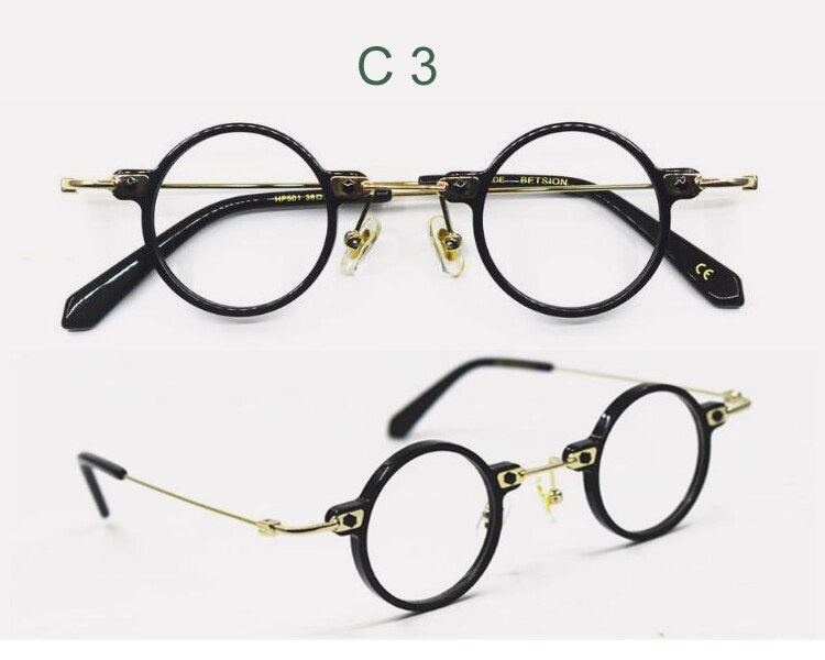 Unisex Full Rim Round Eyeglasses Acetate Frame Customizable Lenses Full Rim Yujo C3 China 