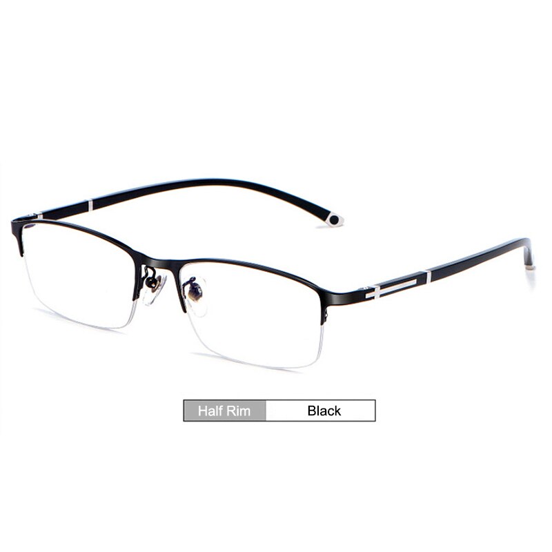 Unisex Eyeglasses Alloy Full Rim Styles And Half Rim Frame P9211 Semi Rim Gmei Optical Half-Rim-Black  