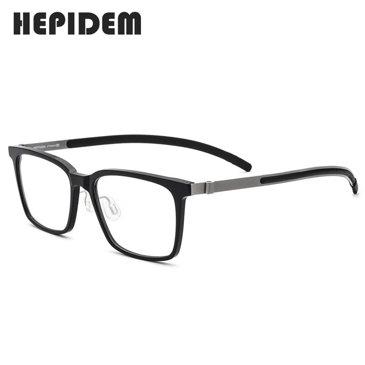 Ultralight Titanium Acetate B Screwless Eyeglass Frame Unisex Eyewear Frame Hepidem Black  