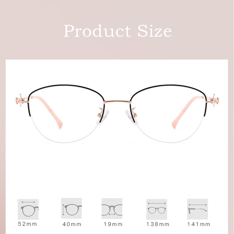 Yimaruili Women's Semi Rim Alloy Frame Eyeglasses 8025Z Semi Rim Yimaruili Eyeglasses   