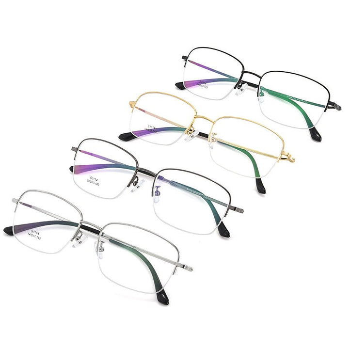 Men's Semi Rim IP Electroplated Titanium Alloy Frame Eyeglasses Zt1114 Semi Rim Bclear   