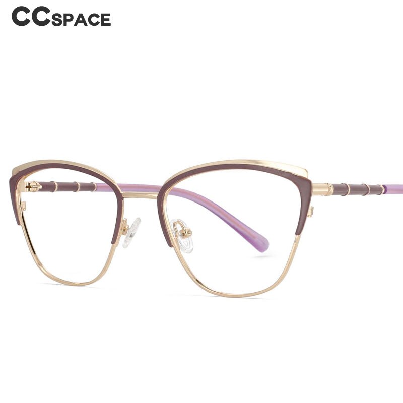 CCspace Women's Full Rim Square Cat Eye Alloy Frame Eyeglasses 53867 Full Rim CCspace   