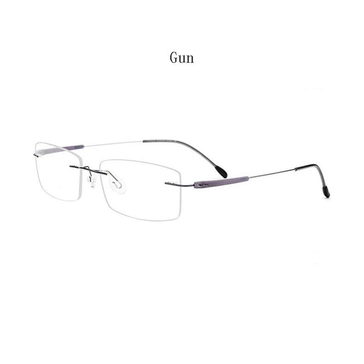 Hdcrafter Unisex Rimless Rectangle Titanium Frame Eyeglasses 3125 Rimless Hdcrafter Eyeglasses C02 Gun  
