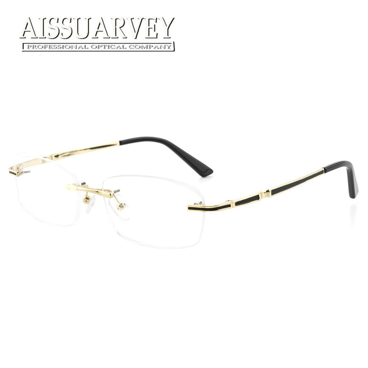 Aissuarvey Men's Rimless Alloy Frame Eyeglasses AsyC041 Rimless Aissuarvey Eyeglasses Gold  