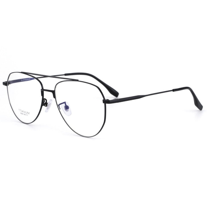 Unisex Double Bridge Full Rim Titanium Frame Eyeglasses Lb9029 Full Rim Bclear black  