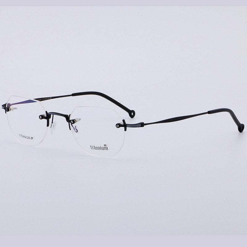 Aissuarvey Rimless Round Titanium Frame Eyeglasses Unisex Rimless Aissuarvey Eyeglasses black  