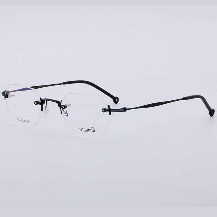 Aissuarvey Rimless Round Titanium Frame Eyeglasses Unisex Rimless Aissuarvey Eyeglasses black  