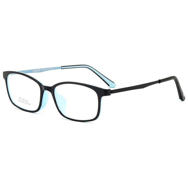 KatKani Women's Full Rim TR 90 Resin β Titanium Frame Eyeglasses Y2009 Full Rim KatKani Eyeglasses Black Cyan  