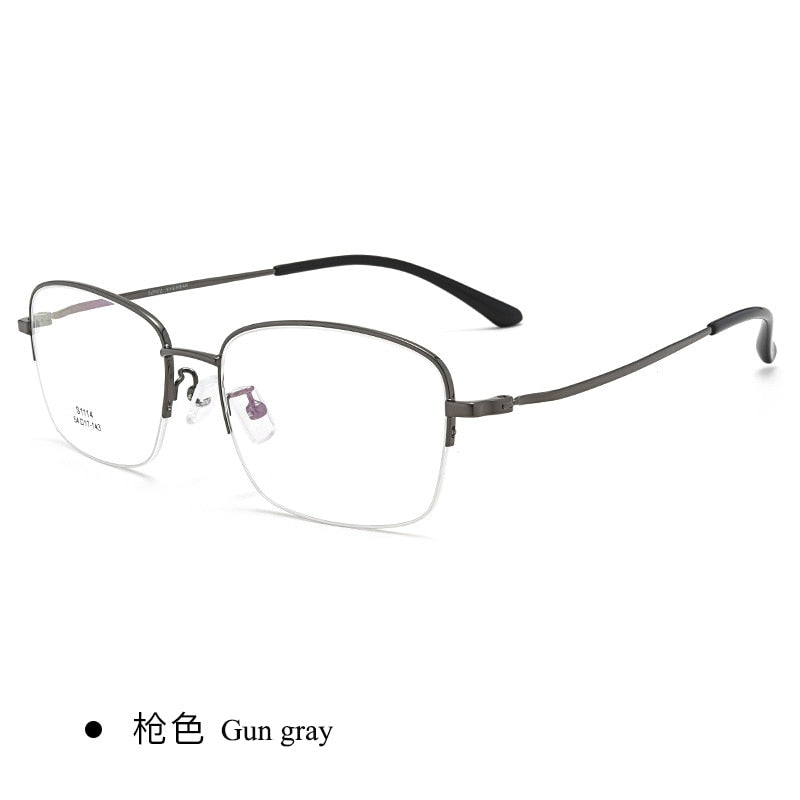 Men's Semi Rim IP Electroplated Titanium Alloy Frame Eyeglasses Zt1114 Semi Rim Bclear gray  