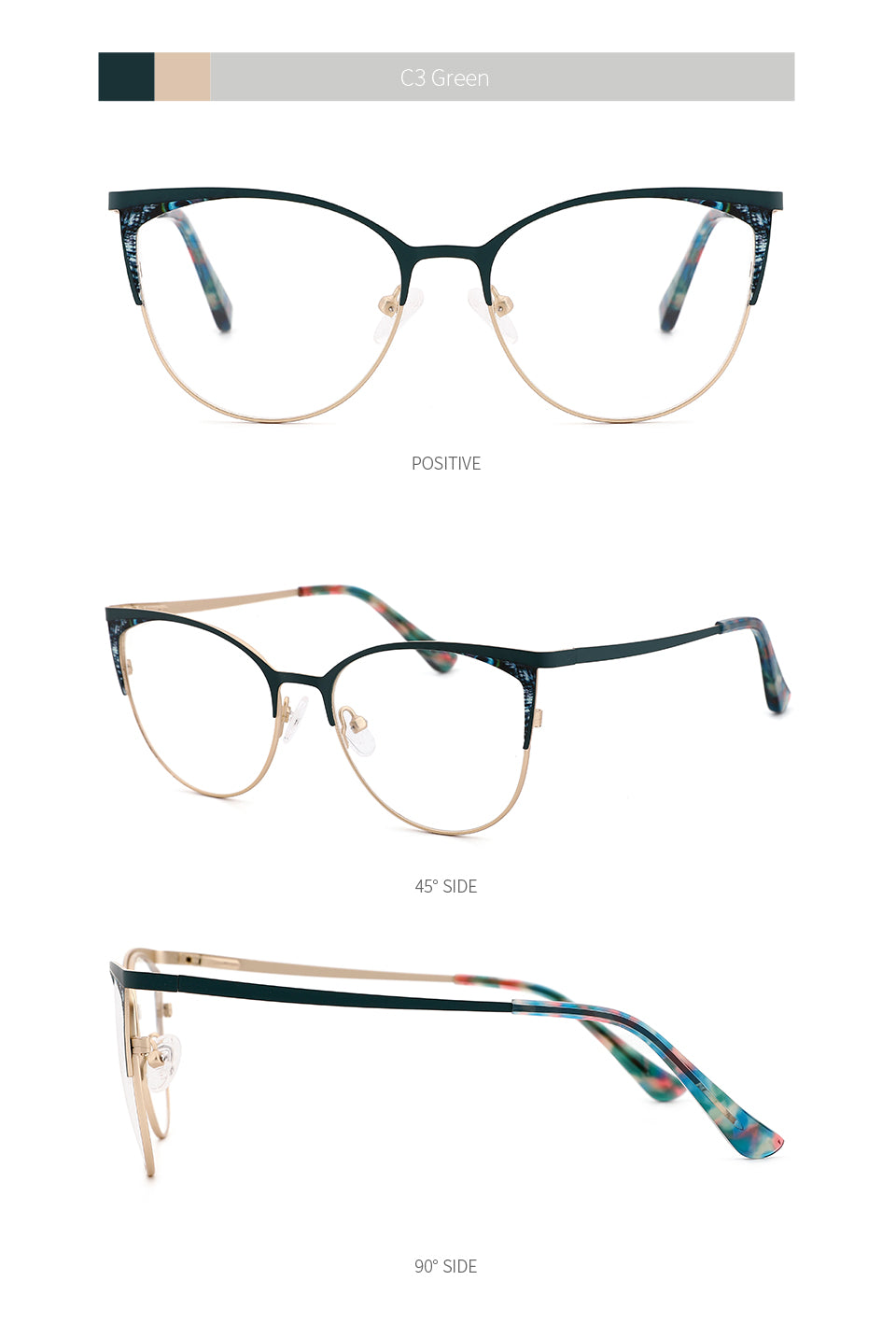 Kansept Women's Full Rim Cat Eye Stainless Steel Frame Reading Glasses 202113 Reading Glasses Kansept   