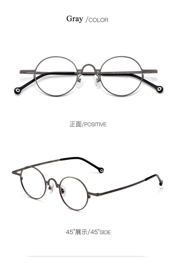 Unisex Full Rim Round Titanium Frame Eyeglasses Zmk080 Full Rim Bclear   