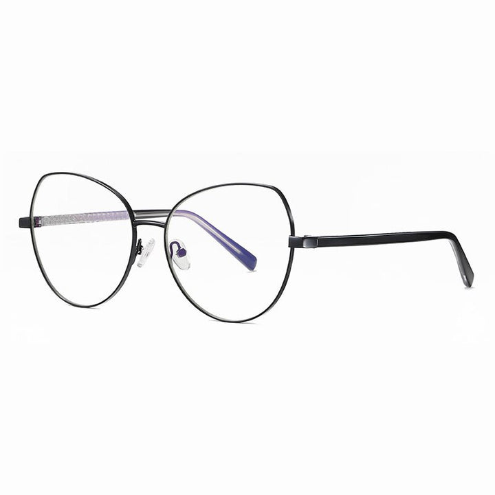 Hotony Women's Full Rim TR 90 Resin Alloy Round Frame Eyeglasses 3001 Full Rim Hotony Shinny Black  