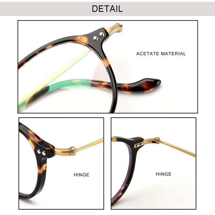 Aissuarvey Unisex Round Full Rim Acetate Titanium Frame Eyeglasses As190001 Full Rim Aissuarvey Eyeglasses   