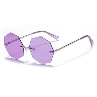 Ralferty Women's Steampunk Polygon Sunglasses WK005 Sunglasses Ralferty C6 Purple As picture 