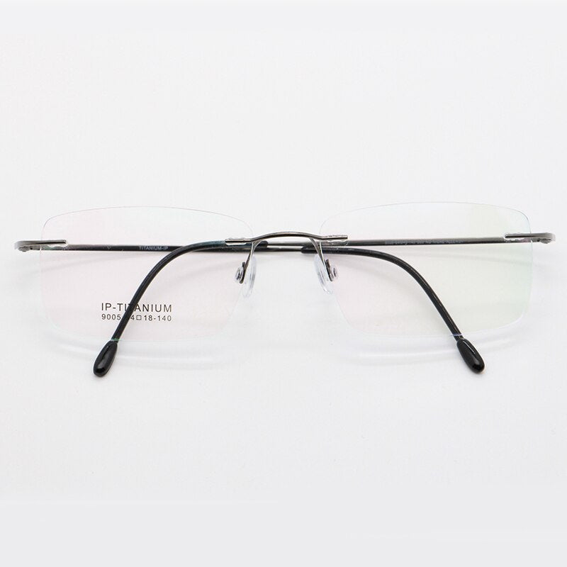 Unisex Rimless Titanium Frame Eyeglasses Customizable Lenses 9005 Rimless Bclear gray  