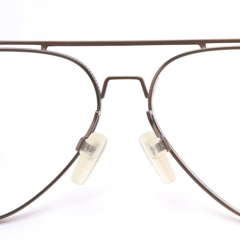Muzz Men's Full Rim Round Double Bridge Brushed Titanium Frame Eyeglasses 108 Full Rim Muzz   