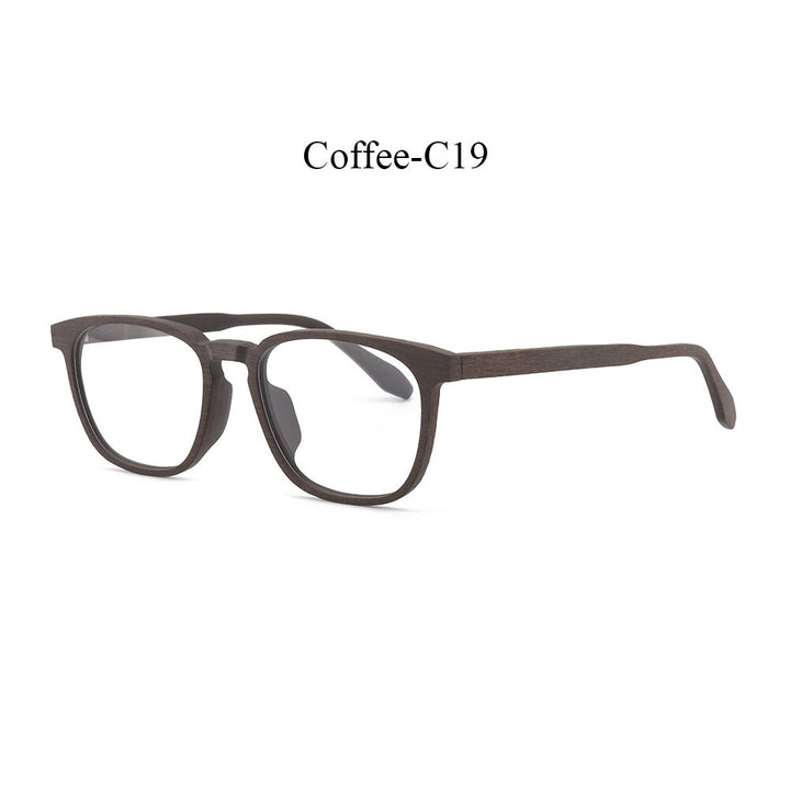 Hdcrafter Men's Full Rim Square Metal Wood Handcrafted Frame Eyeglasses P1690 Full Rim Hdcrafter Eyeglasses Coffee-C19  
