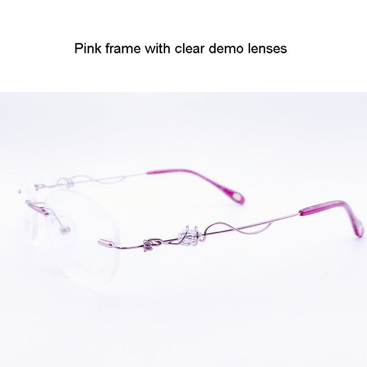 Aissuarvey  Round Rimless Frame Customizable Lens Women's Eyeglasses Rimless Aissuarvey Eyeglasses Pink  