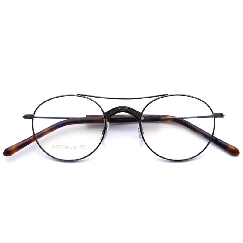 Muzz Men's Full Rim Round Titanium Double Rim Frame Eyeglasses Bc106 Full Rim Muzz C2  