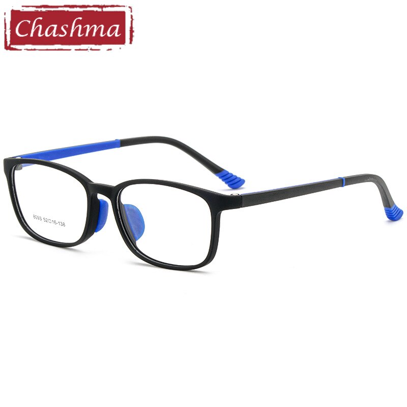 Chashma Ottica Children's Unisex Full Rim Square Tr 90 Titanium Eyeglasses 8093 Full Rim Chashma Ottica Black Blue  