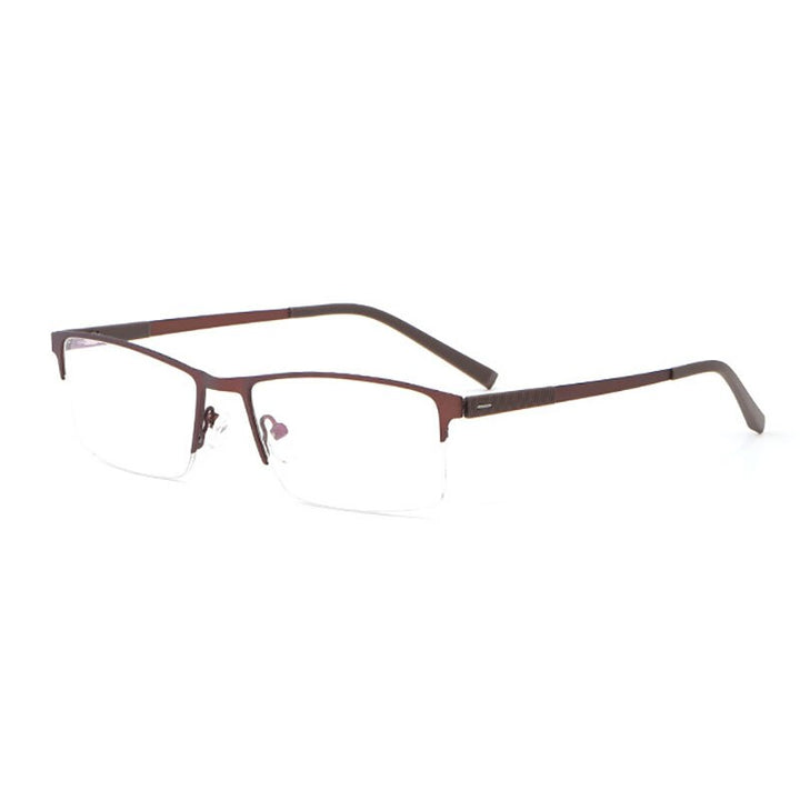 Hotochki Unisex Semi Rim Square Alloy Frame Eyeglasses 8839 Semi Rim Hotochki Auburn  