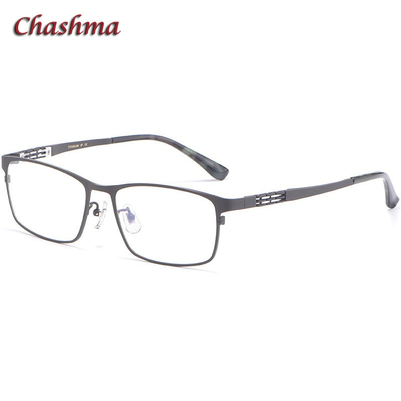 Chashma Ochki Men's Full Rim Large Square Titanium Eyeglasses 0205 Full Rim Chashma Ochki Gray  