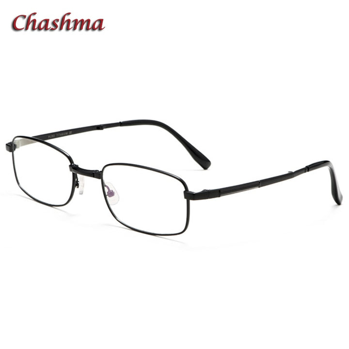 Chashma Ochki Unisex Full Rim Square Titanium Foldable Eyeglasses 8923 Full Rim Chashma Ochki Black  