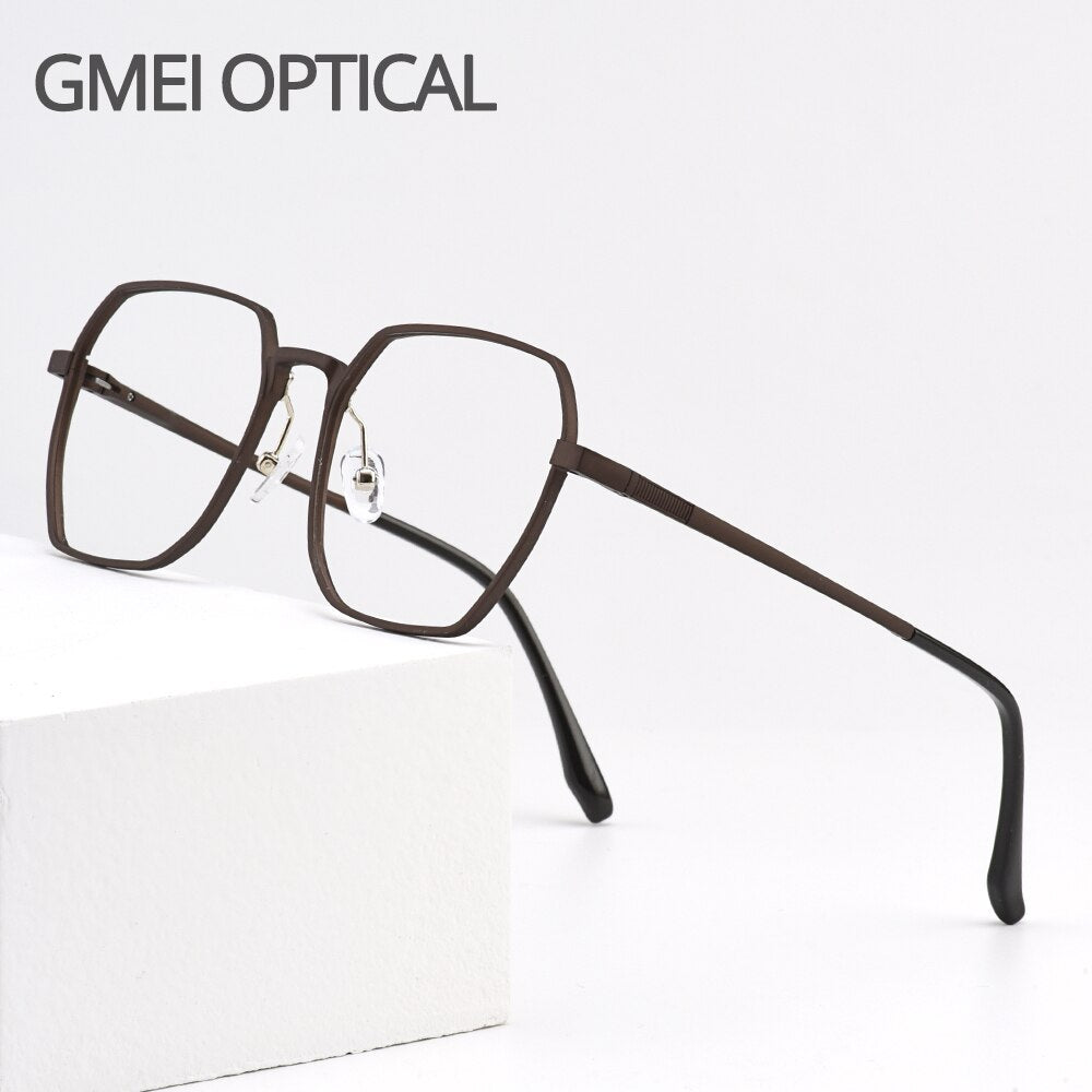 Gmei Men's Full Rim Square Eyeglasses Hydronalium Spring Hinges Gf9001 Full Rim Gmei Optical   