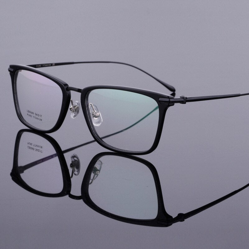 Unisex Full Rim Titanium Acetate Frame Eyeglasses 6649 Full Rim Bclear Black  