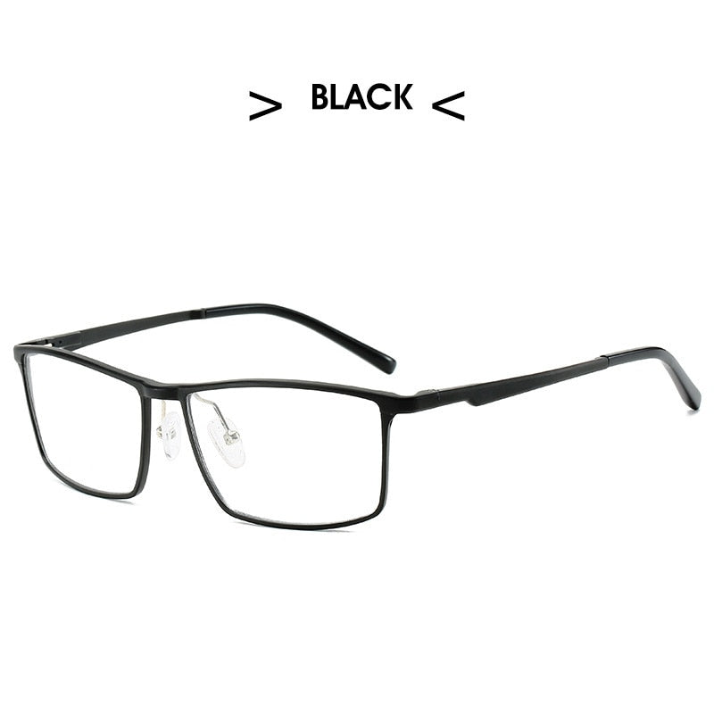 Hdcrafter Men's Full Rim Square Titanium Frame Eyeglasses 6330 Full Rim Hdcrafter Eyeglasses black  